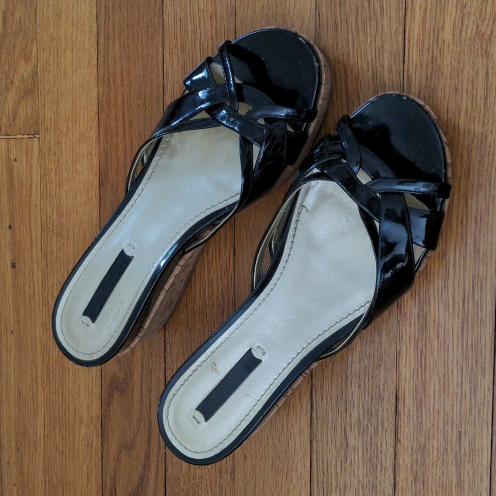 Black Patent Leather Wedges